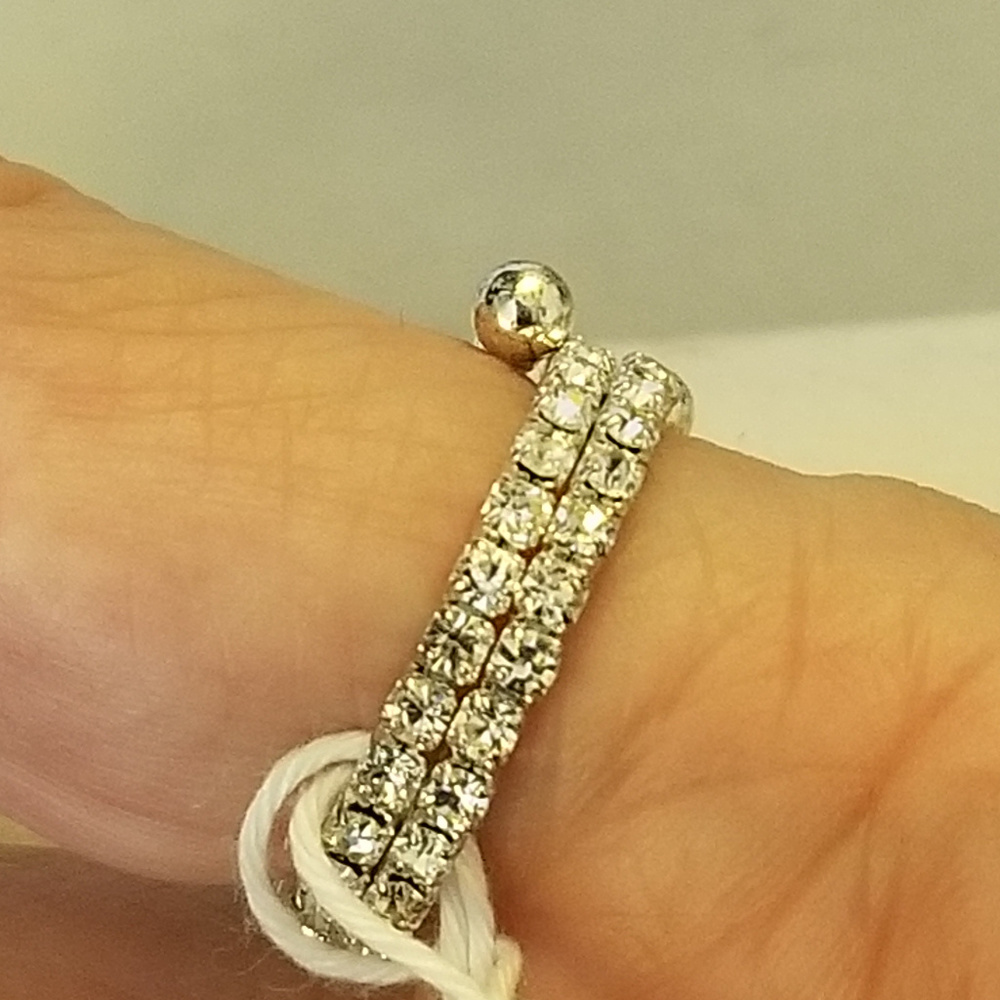 4/$35 NWT Glass Crystal Silver Plated Brass Ring - Picture 3 of 7